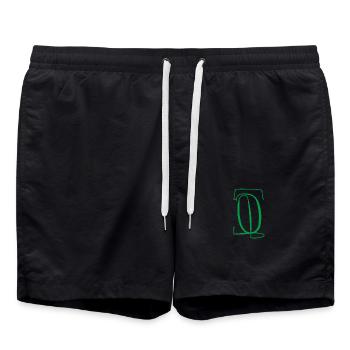 T-Shirt mit grünem S (abstrakter S) - Badeshorts - Schwarz - Vorne - AI Model Male 185 light (185cm)