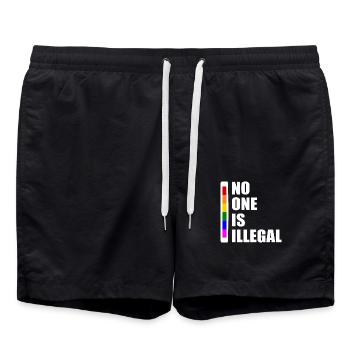 No one is illegal - Badeshorts - Schwarz - Vorne - AI Model Male 185 light (185cm)