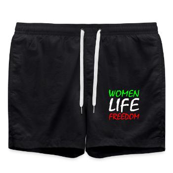 Women life freedom iran - Swim Trunks - black - Front - AI Model Male 185 light (185cm)