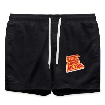 pizza thinks about me - Swim Trunks - black - Front - AI Model Male 185 light (185cm)