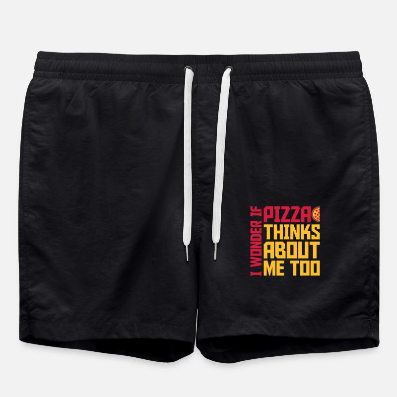 pizza thinks about me - Swim Trunks - black