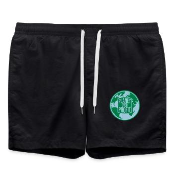 planet over profit Zitat - Badeshorts - Schwarz - Vorne - AI Model Male 185 light (185cm)