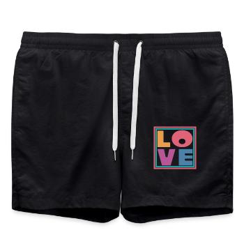 Cool Colorful Love Square Cadeau Hommes Femmes & Enfants - Short de bain - noir - Devant - AI Model Male 185 light (185cm)