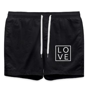 Cool Awesome Love Square Geschenk Männer Frauen & Kinder - Badeshorts - Schwarz - Vorne - AI Model Male 185 light (185cm)
