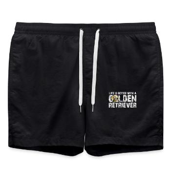 Golden Retriever - Swim Trunks - black - Front - AI Model Male 185 light (185cm)