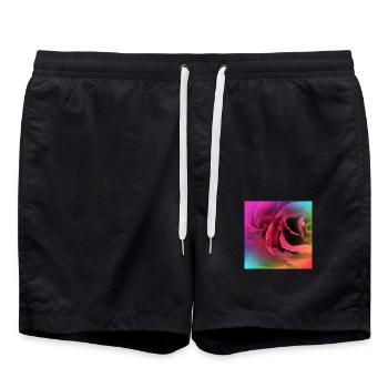 Kreatives mehrfarbiges Foto einer Rose - Badeshorts - Schwarz - Vorne - AI Model Male 185 light (185cm)