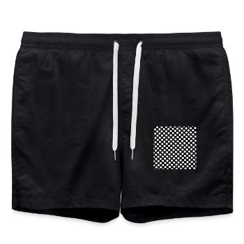 Motif de points de fond noir et blanc à pois - Short de bain - noir - Devant - AI Model Male 185 light (185cm)