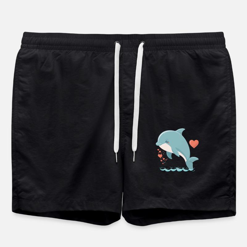 süßer Delfin - Badeshorts - Schwarz