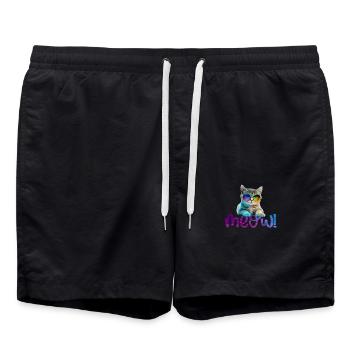Cat - Meow - Swim Trunks - black - Front - AI Model Male 185 light (185cm)
