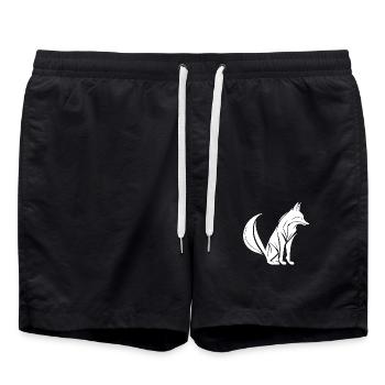 Smart Cute Fox Tattoo Style Portrait - Swim Trunks - black - Front - AI Model Male 185 light (185cm)