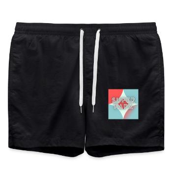 VATERTAG. ALLES GUTE ZUM GEBURTSTAG, PAPA. PAPA. ALLES GUTE ZUM GEBURTSTAG! - Badeshorts - Schwarz - Vorne - AI Model Male 185 light (185cm)