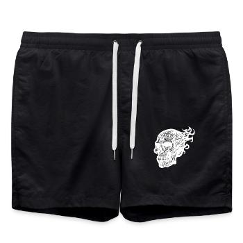 Burning Tattoo Fire Skull - Swim Trunks - black - Front - AI Model Male 185 light (185cm)