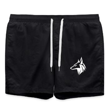 Edles Wolf Kopf Porträt Tattoo Style - Badeshorts - Schwarz - Vorne - AI Model Male 185 light (185cm)