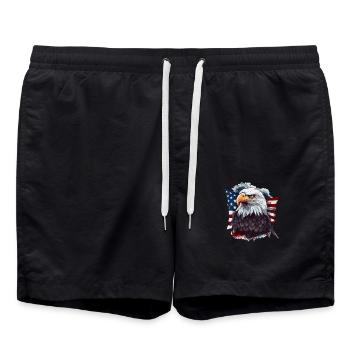 American bald eagle with USA flag - Swim Trunks - black - Front - AI Model Male 185 light (185cm)