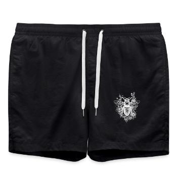 Mignonne petite abeille tatouée sur une fleur - Short de bain - noir - Devant - AI Model Male 185 light (185cm)