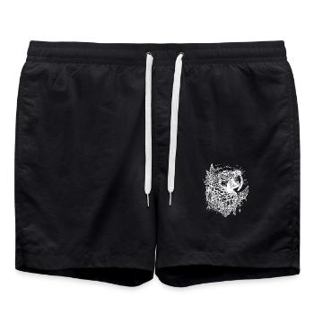 Hübscher Papagei Vintage Vogel Portrait Zeichnung - Badeshorts - Schwarz - Vorne - AI Model Male 185 light (185cm)