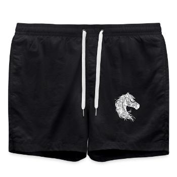 Cheval élégant dans un style de crinière de tatouage élégant - Short de bain - noir - Devant - AI Model Male 185 light (185cm)