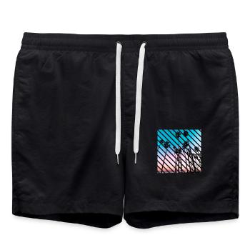 Kalifornische Sonnenuntergangspalmen - Badeshorts - Schwarz - Vorne - AI Model Male 185 light (185cm)