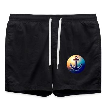 Anchor Sunset Round - Swim Trunks - black - Front - AI Model Male 185 light (185cm)