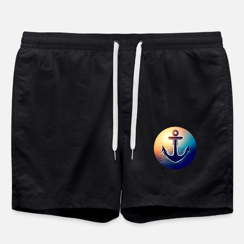 Anchor Sunset Round - Swim Trunks - black