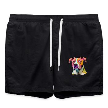 American Staffordshire Terrier Dog - Swim Trunks - black - Front - AI Model Male 185 light (185cm)
