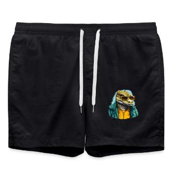 Crocodile de rue | Amoureux des crocodiles - Short de bain - noir - Devant - AI Model Male 185 light (185cm)