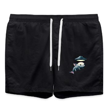 Enlèvement d’OVNI: Alien et Axolotl - Short de bain - noir - Devant - AI Model Male 185 light (185cm)