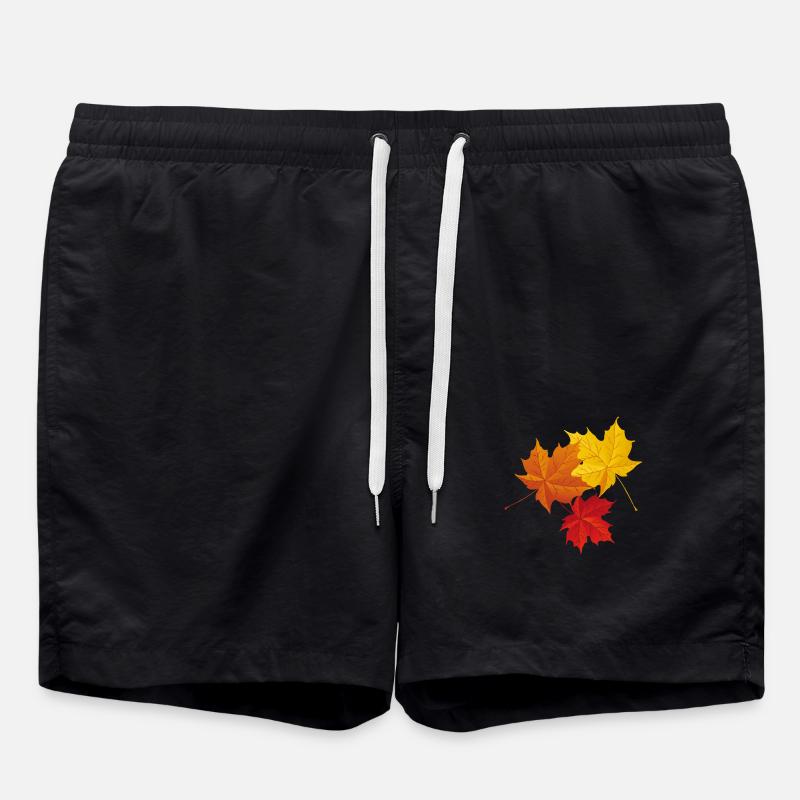 Autumn Colorful Leaves - Swim Trunks - black