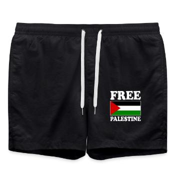 Free palestine - Short de bain - noir - Devant - AI Model Male 185 light (185cm)