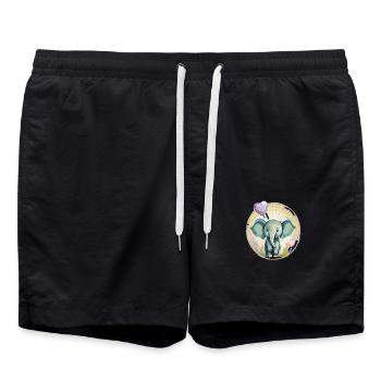 Baby Elefant mit Luftballon - Geschenkidee - Badeshorts - Schwarz - Vorne - AI Model Male 185 light (185cm)