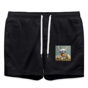 mignon petit robot vintage futuriste orange - Short de bain - noir - Devant - AI Model Male 185 light (185cm)