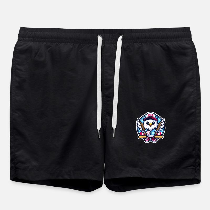 Patriotic Eagle - Baseball USA - Swim Trunks - black