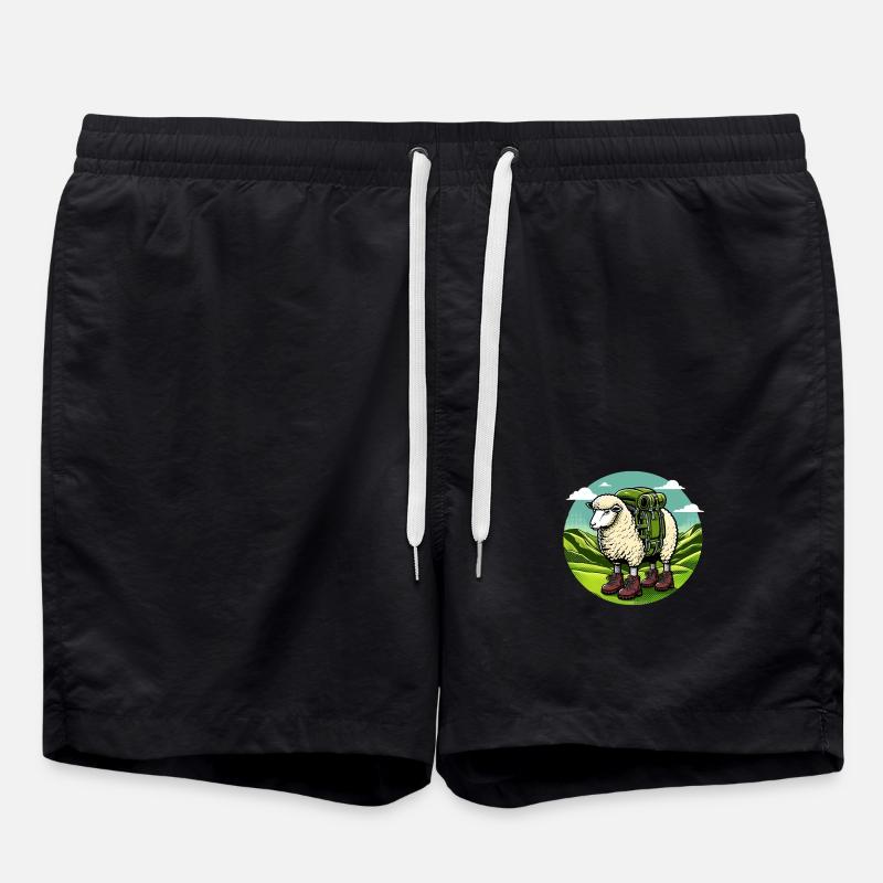 Sheep Hiking Pop Art - Swim Trunks - black