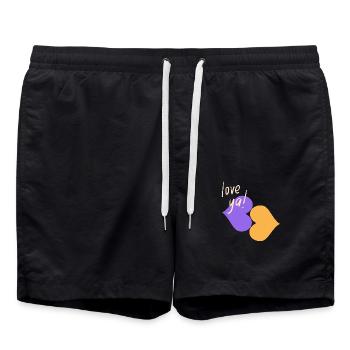 Love you , bisou bisou - Short de bain - noir - Devant - AI Model Male 185 light (185cm)