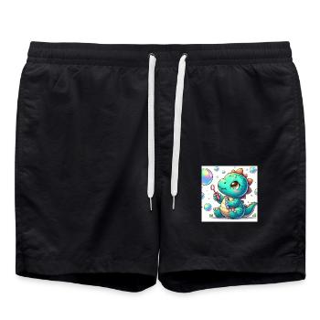 Dino petit avec bulles de savon - Short de bain - noir - Devant - AI Model Male 185 light (185cm)