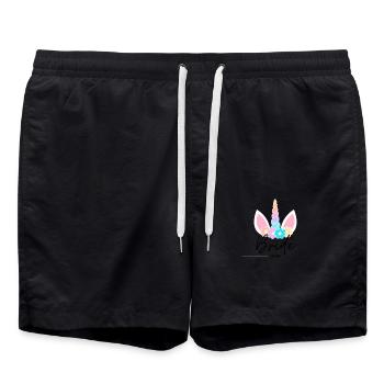 Bride to be mit Einhorn Krone - Badeshorts - Schwarz - Vorne - AI Model Male 185 light (185cm)