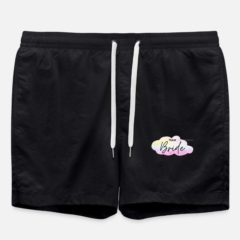 Team Bride - Regenbogen Wolke - Badeshorts - Schwarz