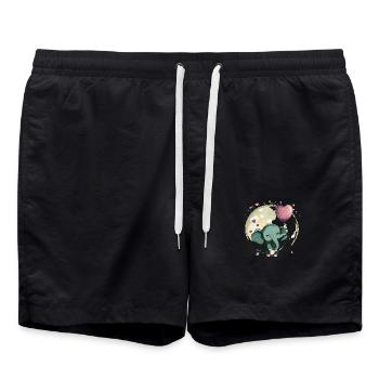 Mignon bébé éléphant avec ballon - idée cadeau - Short de bain - noir - Devant - AI Model Male 185 light (185cm)