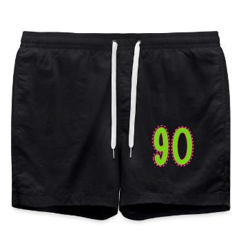 90. 90 JAHRE. 90. JAHRESTAG. 90-JÄHRIGES JUBILÄUM. - Badeshorts - Schwarz - Vorne - AI Model Male 185 light (185cm)