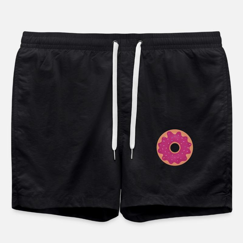 Donut mit pinker Glasur - Badeshorts - Schwarz