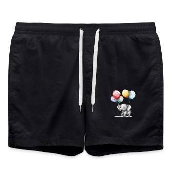Drôle de petit éléphant avec des ballons colorés - Short de bain - noir - Devant - AI Model Male 185 light (185cm)