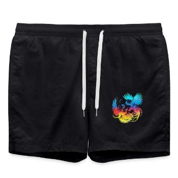 Coq, tup, combat, animal, isolé, coloré, poulet - Short de bain - noir - Devant - AI Model Male 185 light (185cm)