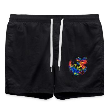 Cock tup fight animal isolated colorful chicken - Swim Trunks - black - Front - AI Model Male 185 light (185cm)