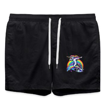 Drôle Dabbing Licorne Fermier Amoureux des animaux Dab - Short de bain - noir - Devant - AI Model Male 185 light (185cm)