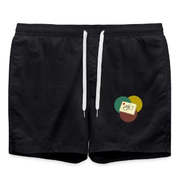 Author, book and glasses - Swim Trunks - black - Front - AI Model Male 185 light (185cm)