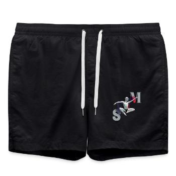 Schwimmen ist Kunst - Badeshorts - Schwarz - Vorne - AI Model Male 185 light (185cm)