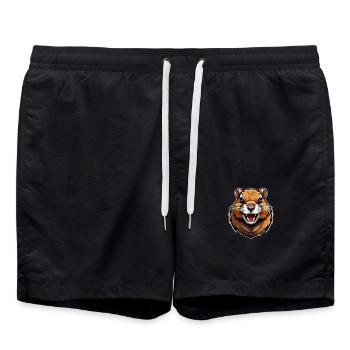 Wild angry animal pugnacious combative gopher - Swim Trunks - black - Front - AI Model Male 185 light (185cm)