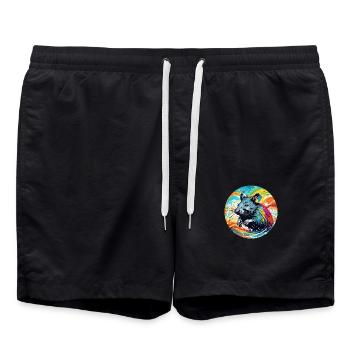 Ratte runder Batch - Badeshorts - Schwarz - Vorne - AI Model Male 185 light (185cm)