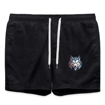 Wildes wütendes Tier Wolf Husky Maskottchen cool - Badeshorts - Schwarz - Vorne - AI Model Male 185 light (185cm)