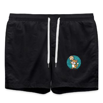 Chat joueur de volley-ball - Short de bain - noir - Devant - AI Model Male 185 light (185cm)